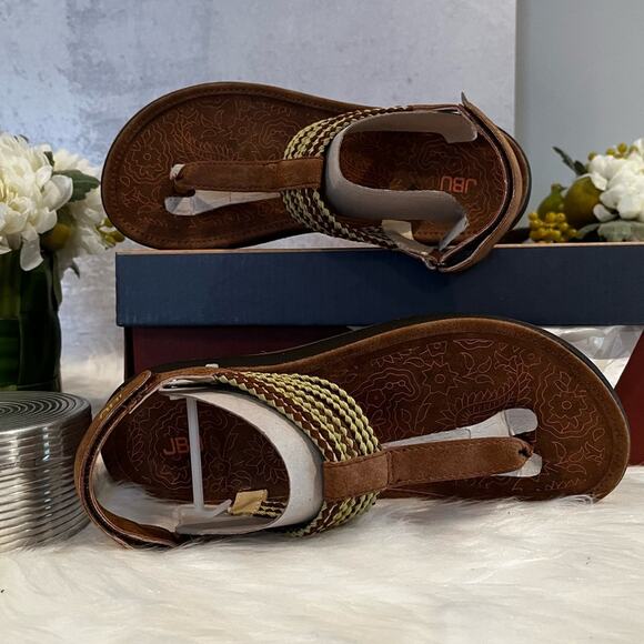 NEW JBU by Jambu Yasmin Velcro Bungee Floral Flats Sandals Saddle Sage Sz 6 - Picture 1 of 15